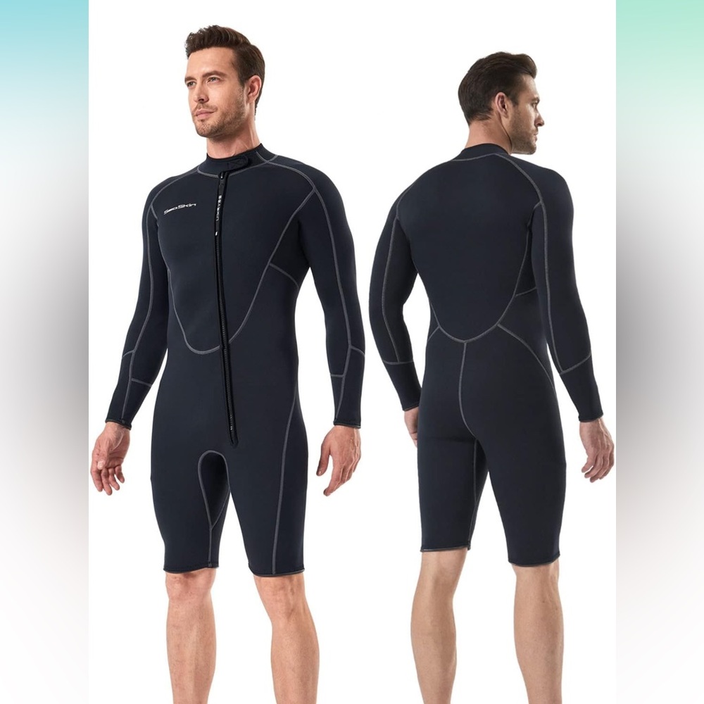 NWOT Seaskin Long Sleeve Shorty Wetsuit Mens 3mm Neoprene Diving Suits